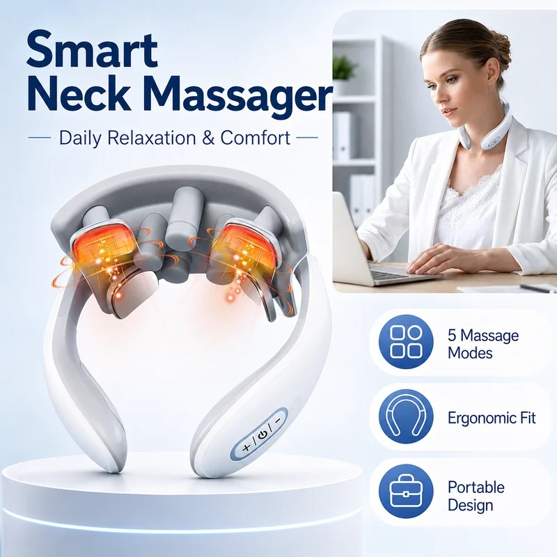 Office Technologies - Intelligenter Nackenmassagegerät für Erwachsene, 5 Massagemodi,