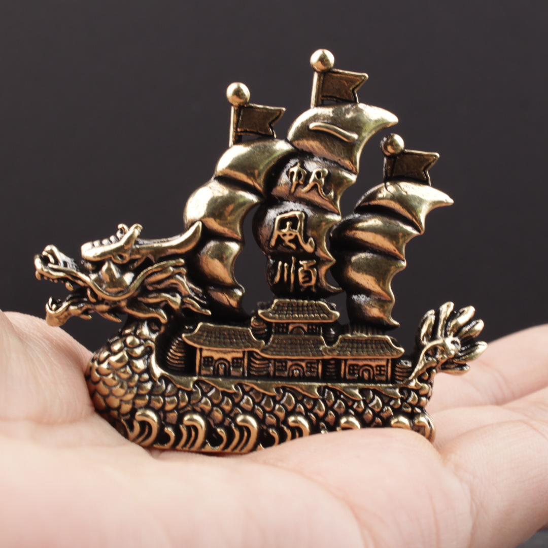 Office Technologies - Drachenboot-Statue als Heimdekoration, Glattes Segeln, Messing-Segelboot