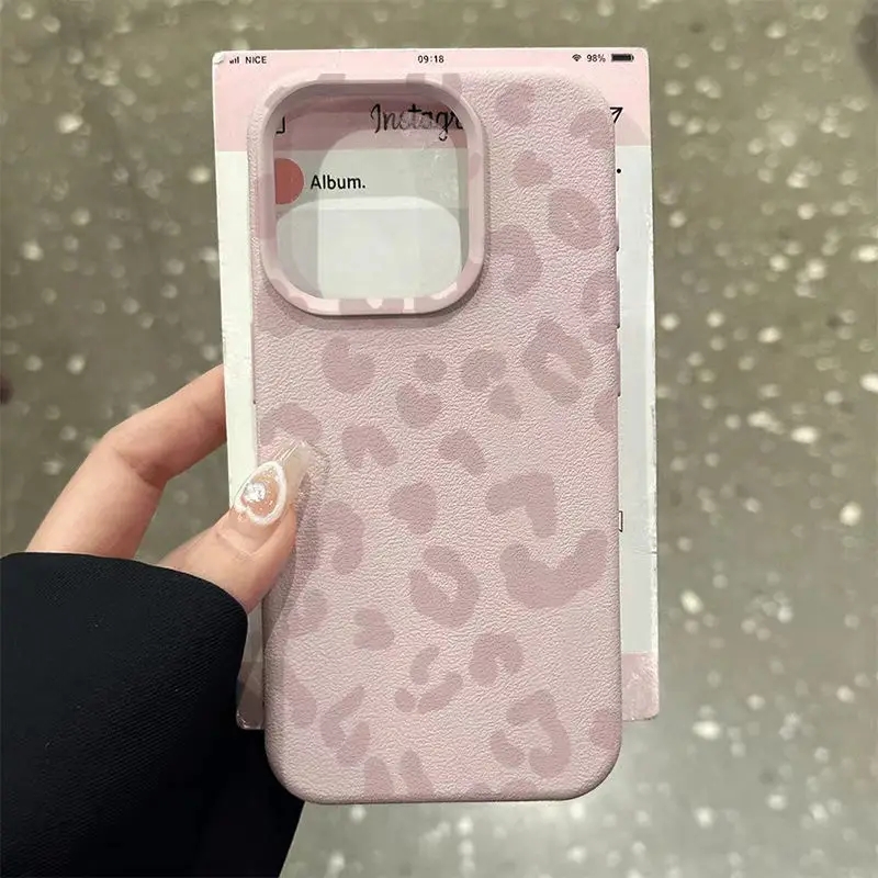 Receipt Printer Thermal - Rosa Leopardenmuster Lichee Muster Silikon Handyhülle